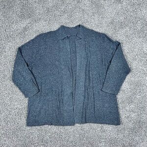 Eileen Fisher Women's Size 3X Gray Silk Open Front Collar Cardigan Knit Sweater